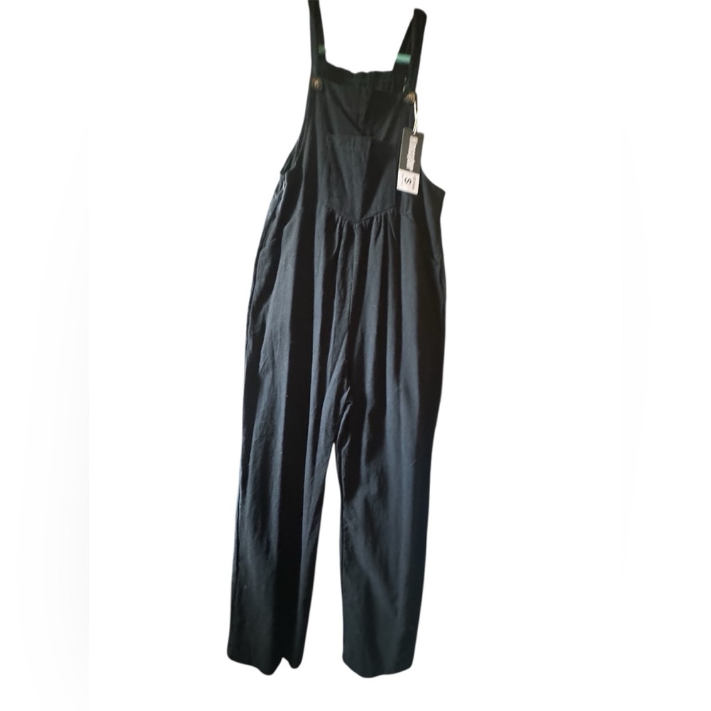 Black Women's Lightweight Cotton Overalls Jumpsuit